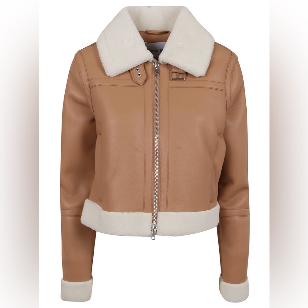 Stand Studio Tan Leather Jacket With Shearling Co… - image 1